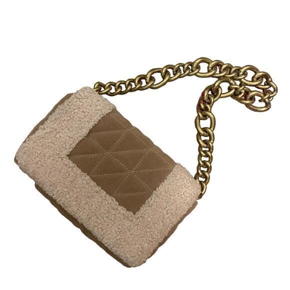 Zara Beige Quilted Leather Fleece Handbag - Picture 2 of 8